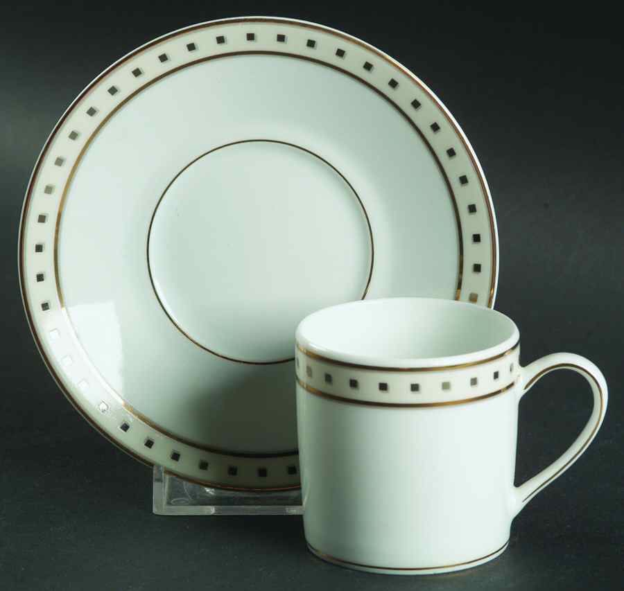 Babylone Ivory Flat Demitasse Cup & Saucer Set by Christofle-1