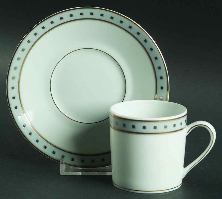 Babylone Grey Flat Demitasse Cup & Saucer Set by Christofle-1