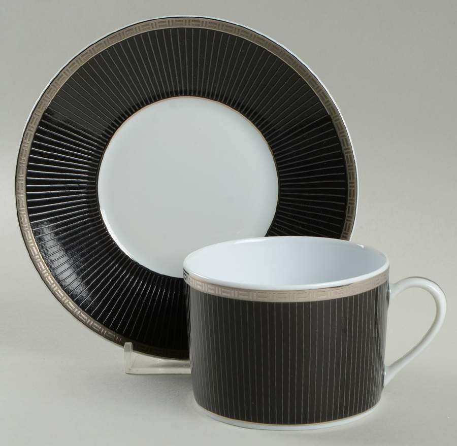 Metropolis Black Flat Cup & Saucer Set by Christofle-1