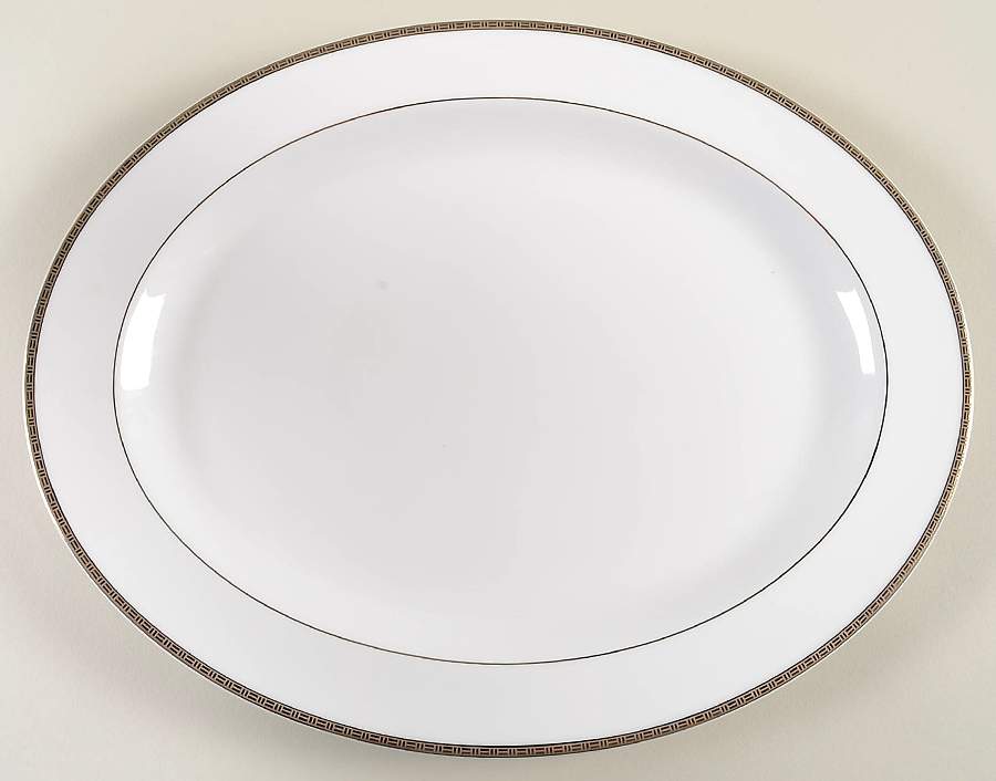 Metropolis Grey (Metallic) 15" Oval Serving Platter by Christofle-1
