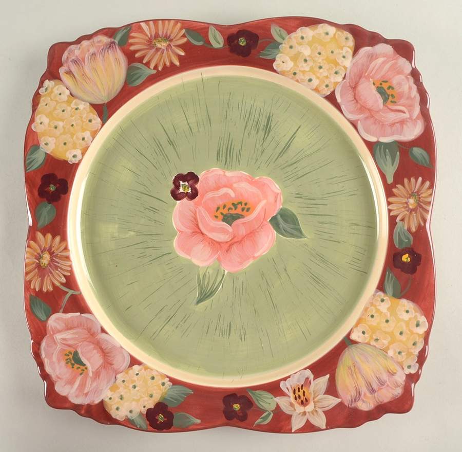 Floral Tapestry 13" Square Serving Platter by Certified International-1