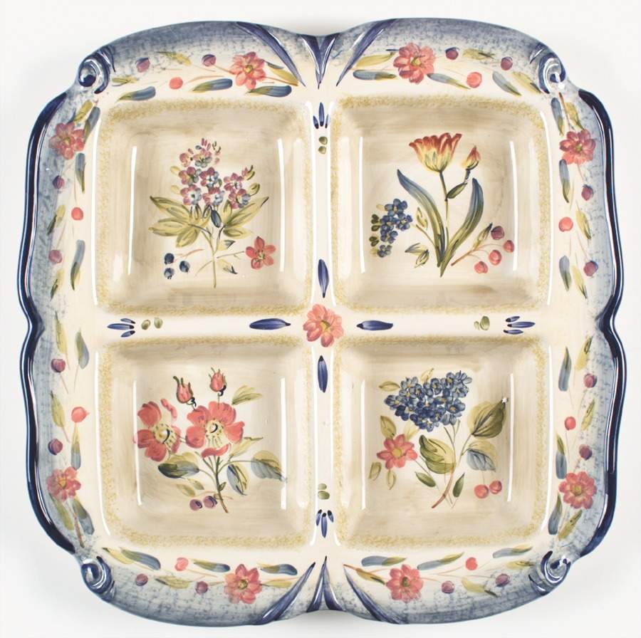 Flora Divided 4-Part Square Platter by Certified International-1