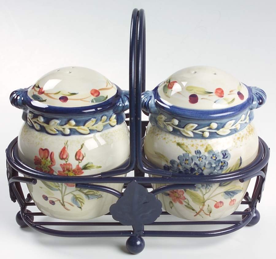 Flora Salt & Pepper w/Metal Stand by Certified International-1