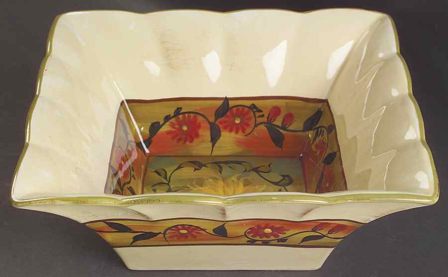 Sunflower (Scalloped Edge) 10" Square Vegetable Bowl by Certified International-1