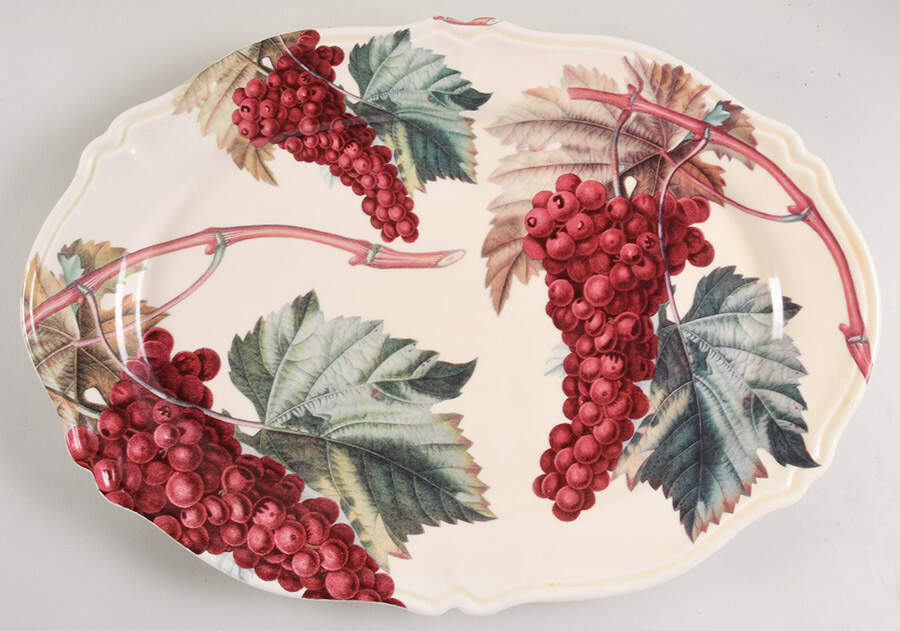 Vintage Grapes 17" Oval Serving Platter by Certified International-1
