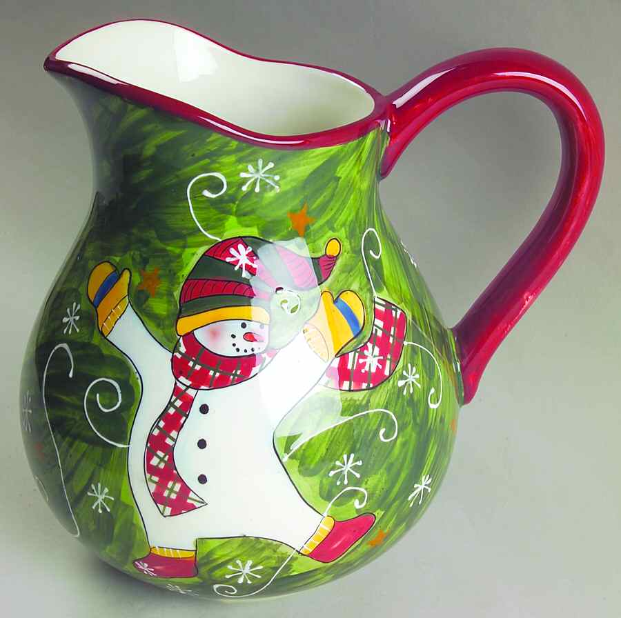 Tumbling Snowman (Red or Green Handles) 128 Oz Pitcher by Certified International-1