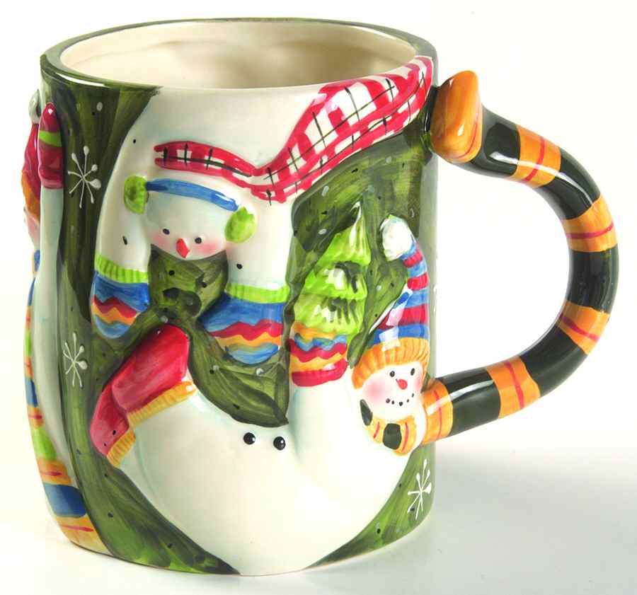 Tumbling Snowman (Red or Green Handles) Sculpted Mug by Certified International-1