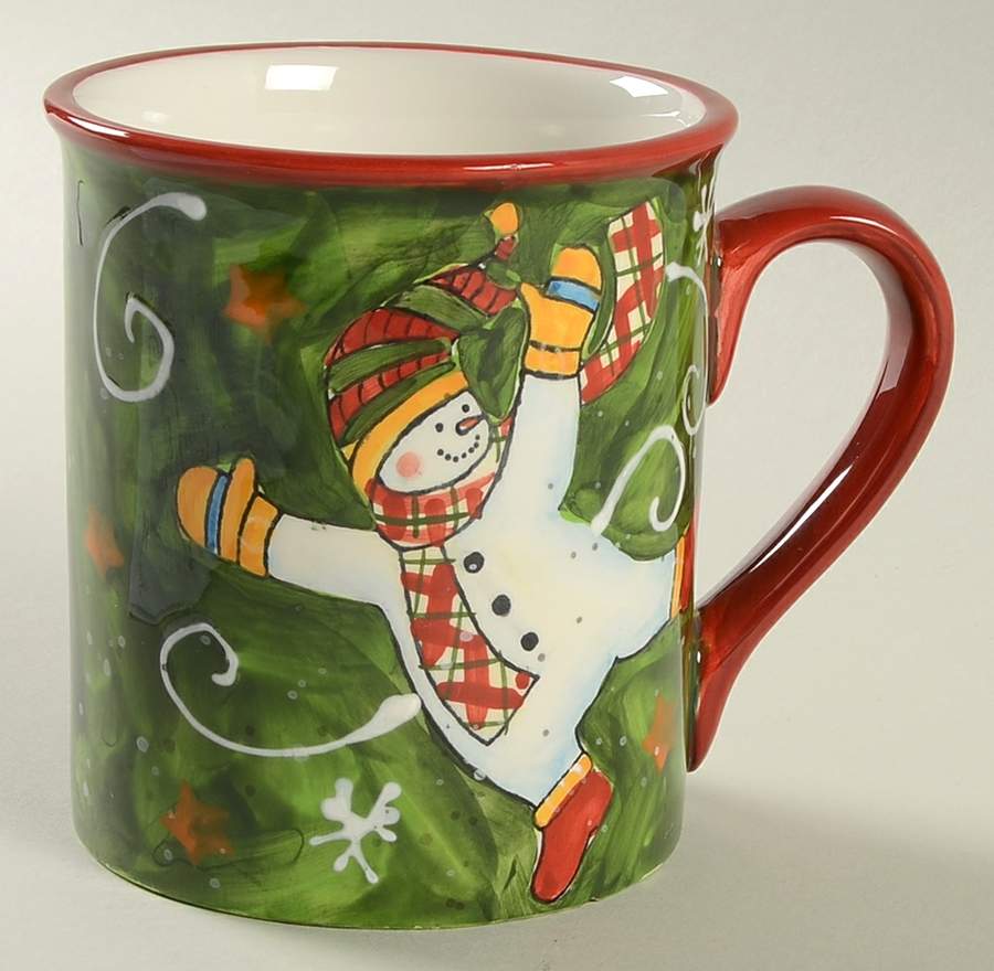 Tumbling Snowman (Red or Green Handles) Mug by Certified International-1