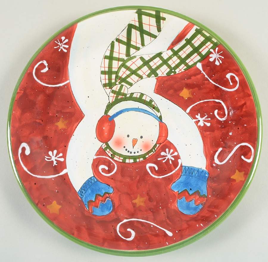 Tumbling Snowman (Red or Green Handles) Dinner Plate by Certified International-1