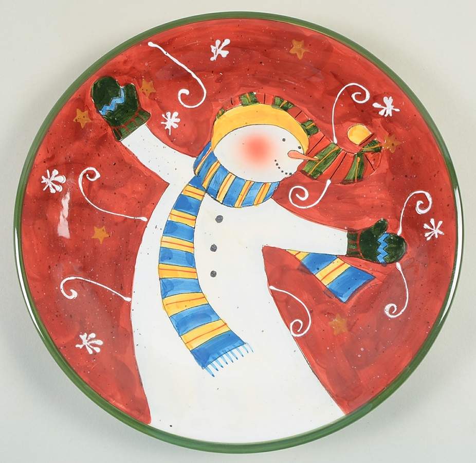 Tumbling Snowman (Red or Green Handles) Dinner Plate by Certified International-1