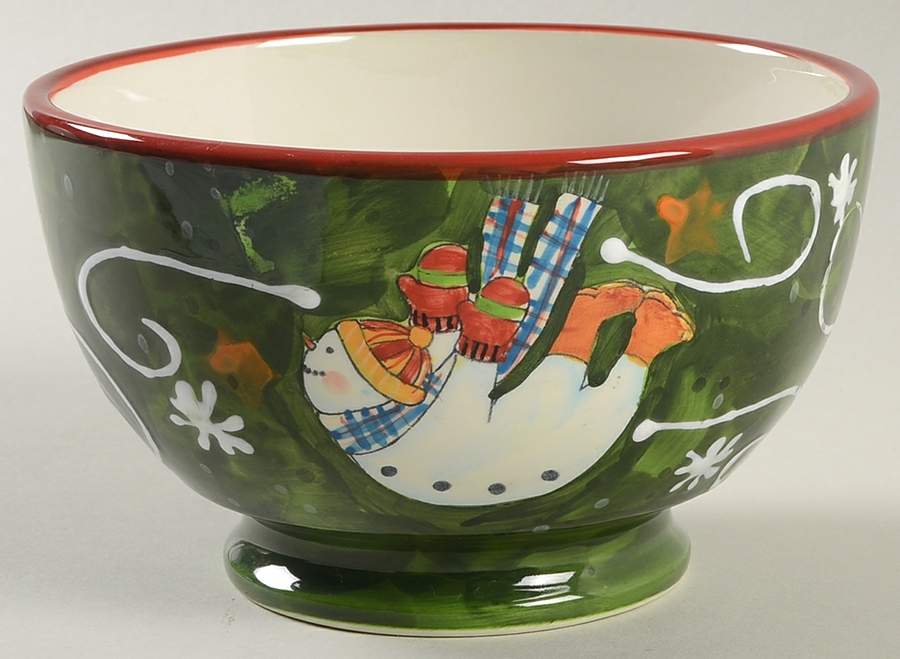 Tumbling Snowman (Red or Green Handles) 5" All Purpose Bowl by Certified International-1