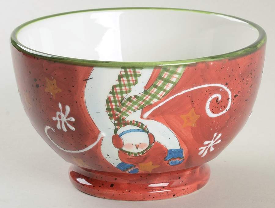 Tumbling Snowman (Red or Green Handles) 5" All Purpose Bowl by Certified International-1