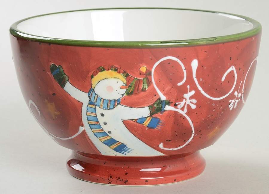Tumbling Snowman (Red or Green Handles) 5" All Purpose Bowl by Certified International-1