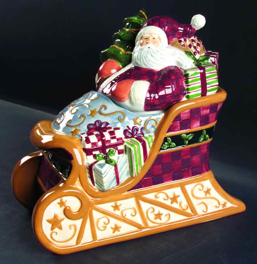 Holiday Greeting (Red Trim) Figural Cookie Jar & Lid by Certified International-1