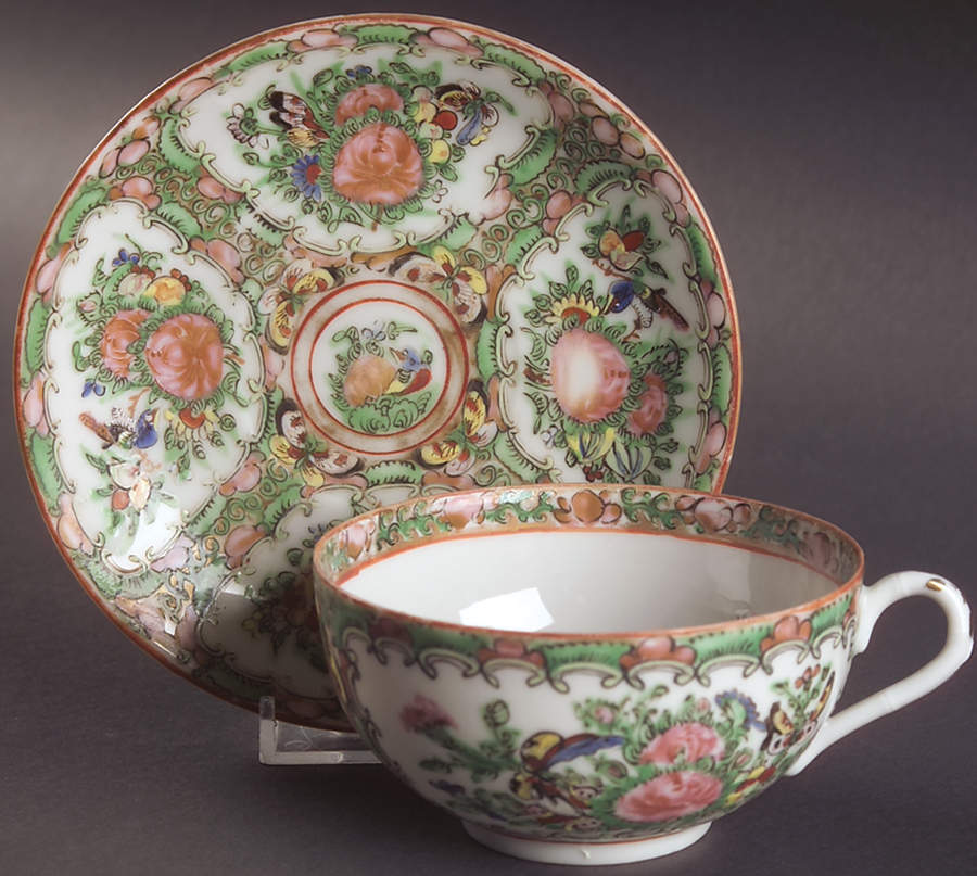 Rose Medallion (No People) Flat Cup & Saucer Set by China (Made in China)-1