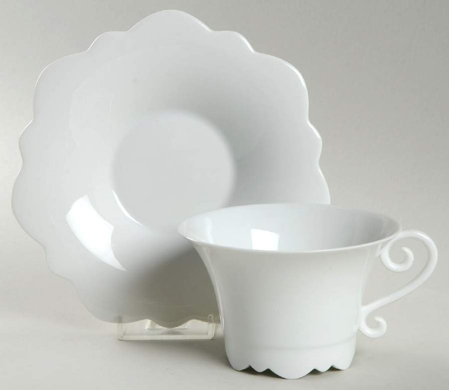 Samoa White Footed Cup & Saucer Set by Jean Louis Coquet-1