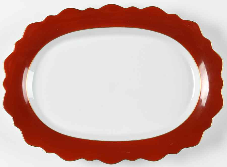 Samoa Rust (Feuille) 13" Oval Serving Platter by Jean Louis Coquet-1