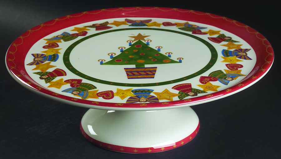 It's Christmas 12" Diameter Pedestal Cake Stand by Christopher Radko-1