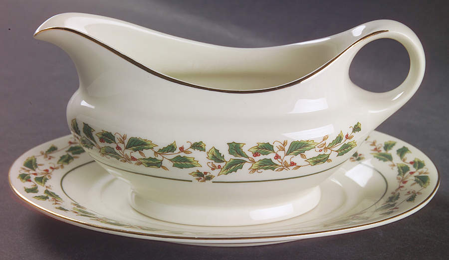 Holly Traditions Gravy Boat & Underplate by Cambridge Potteries-1