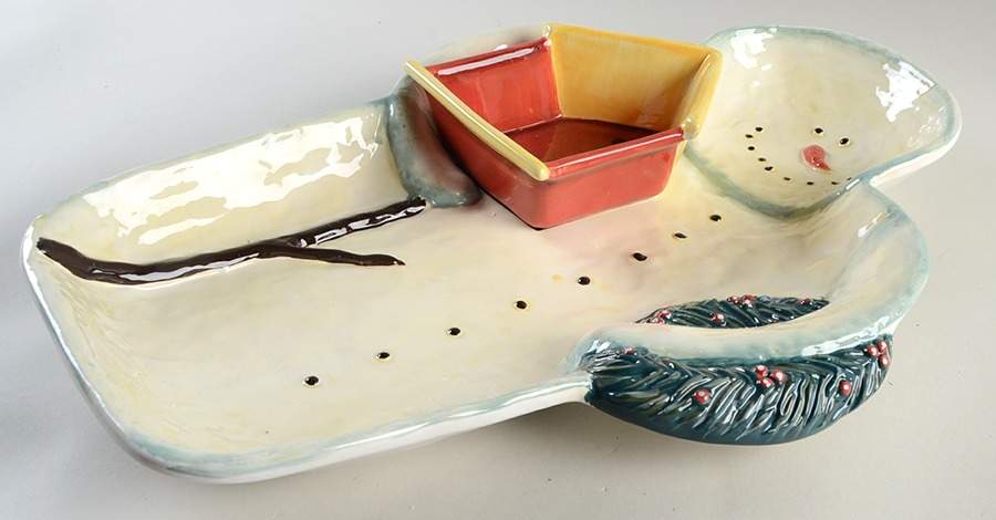 Twilight Snowman (White Stars) (2 Piece) Chip & Dip Set by Certified International-1