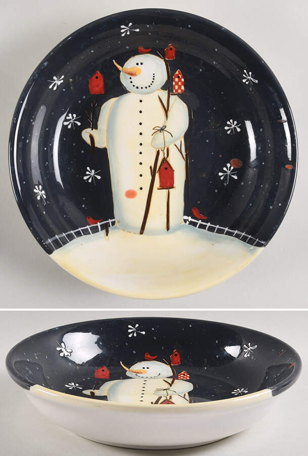 Twilight Snowman (White Stars) 9" Soup/Pasta Bowl by Certified International-1