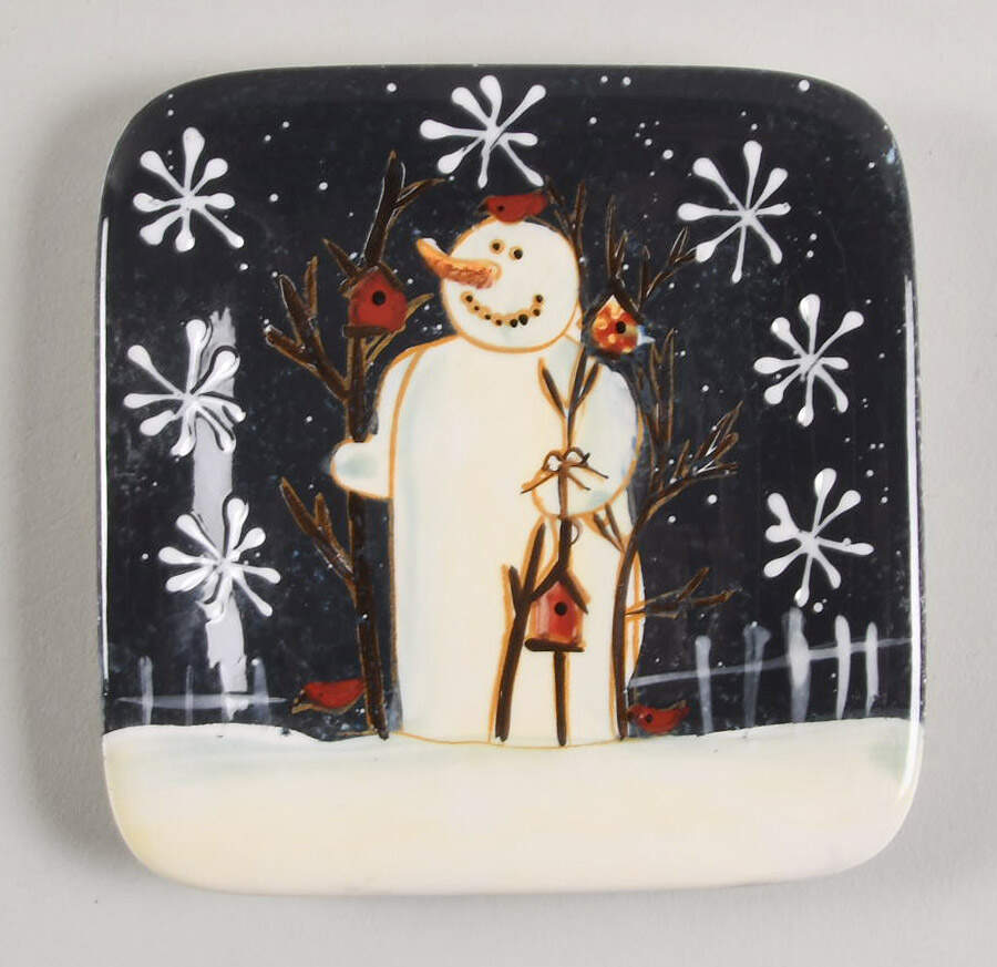 Twilight Snowman (White Stars) Individual Dip Dish by Certified International-1