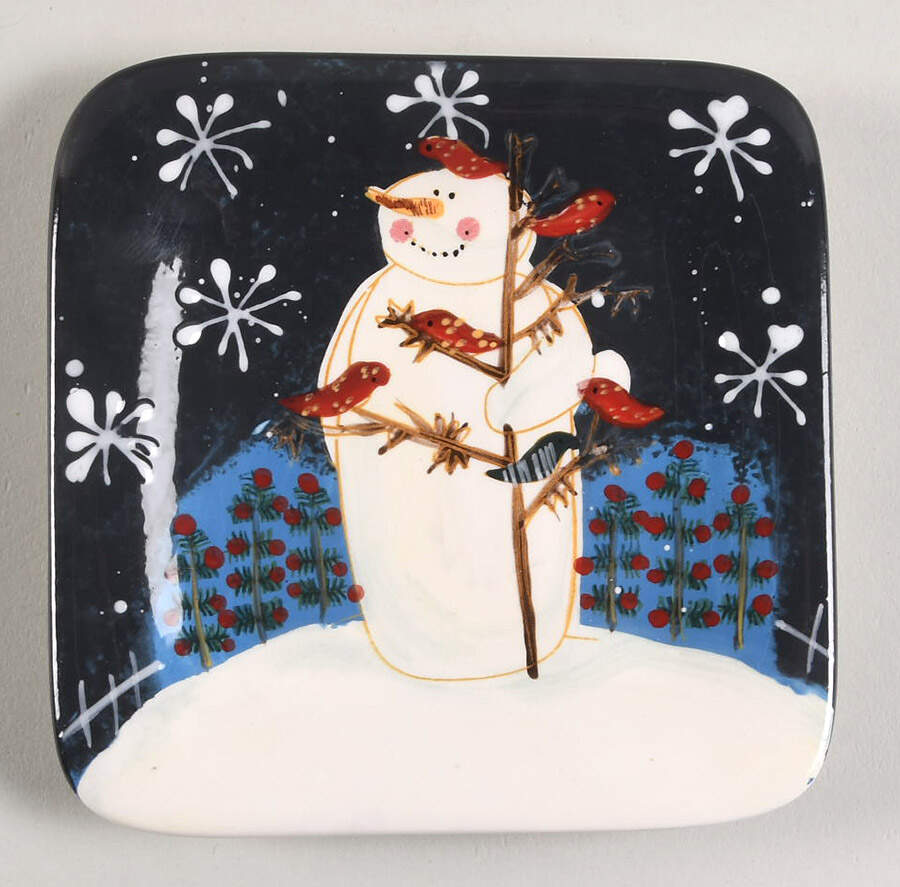 Twilight Snowman (White Stars) Individual Dip Dish by Certified International-1