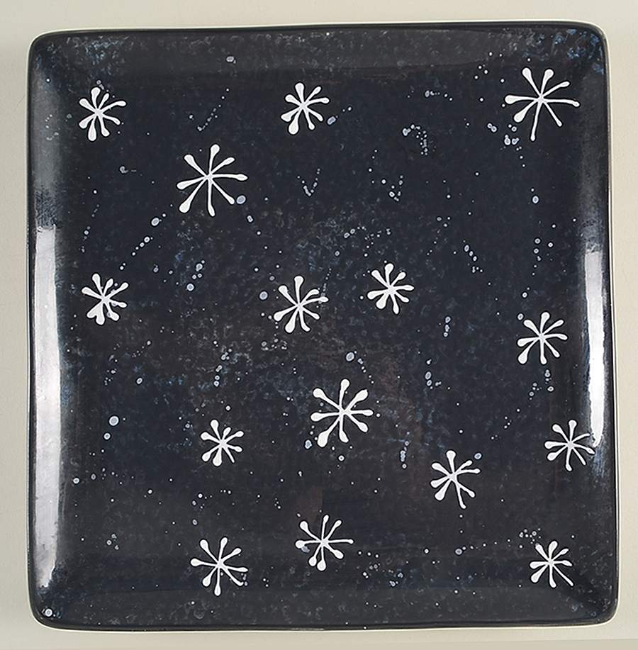 Twilight Snowman (White Stars) Square Dinner Plate by Certified International-1