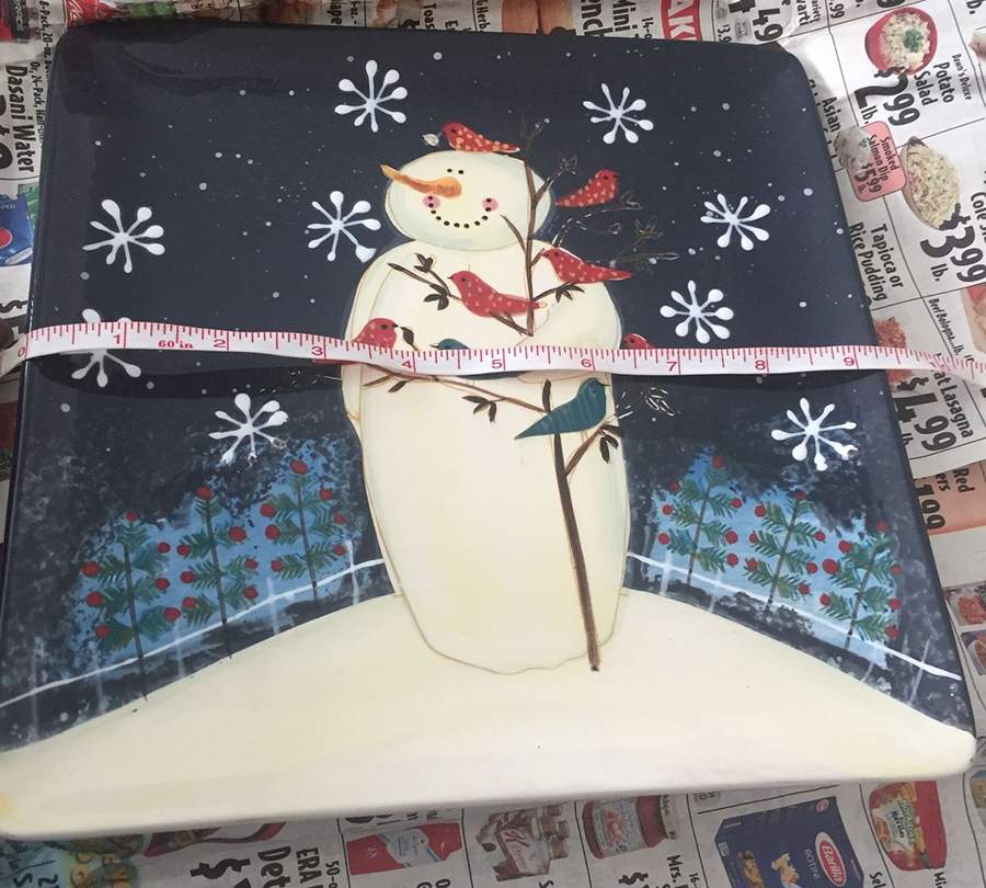 Twilight Snowman (White Stars) Square Luncheon Plate by Certified International-1