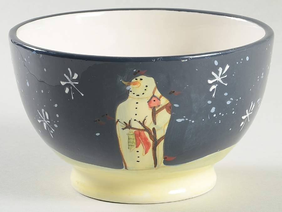 Twilight Snowman (White Stars) 5" All Purpose Bowl by Certified International-1