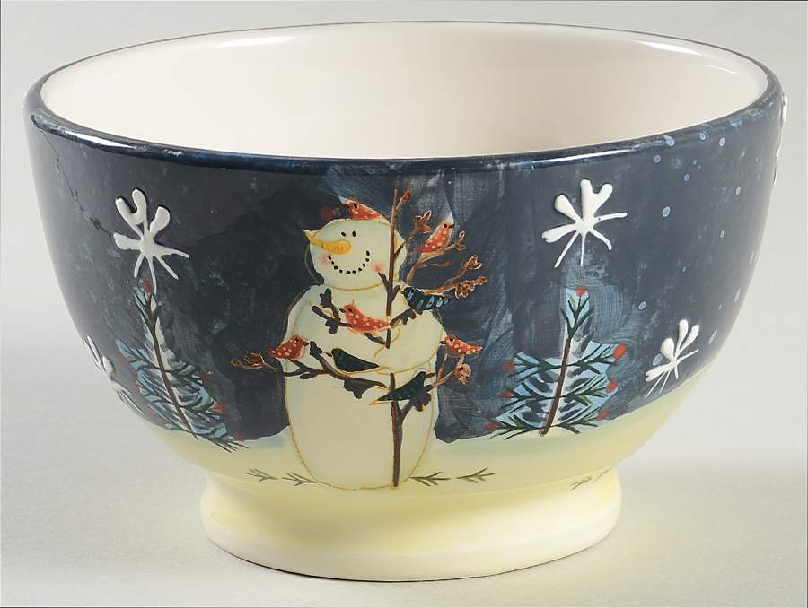 Twilight Snowman (White Stars) 5" All Purpose Bowl by Certified International-1