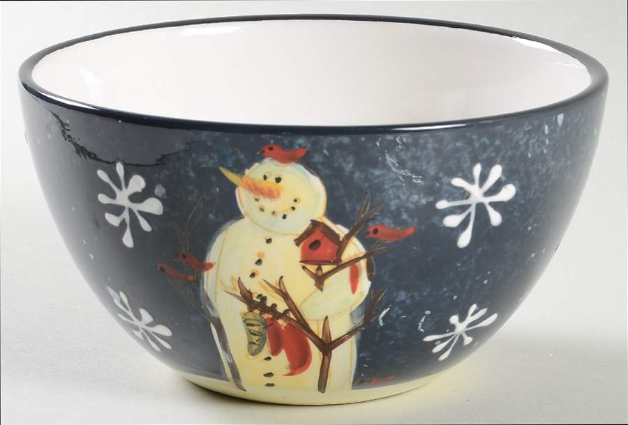 Twilight Snowman (White Stars) 6" All Purpose Bowl by Certified International-1