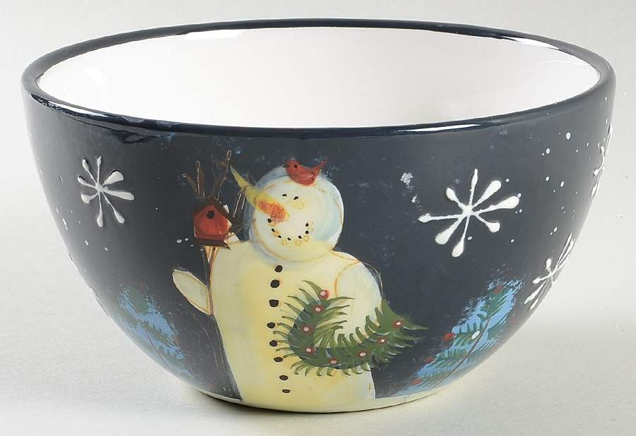 Twilight Snowman (White Stars) 6" All Purpose Bowl by Certified International-1