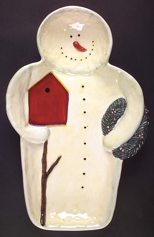Twilight Snowman (White Stars) Chip Bowl/Plate for Chip & Dip Set by Certified International-1