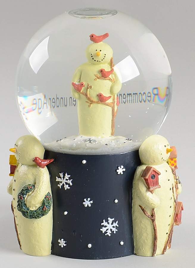 Twilight Snowman (White Stars) Snow Globe by Certified International-1