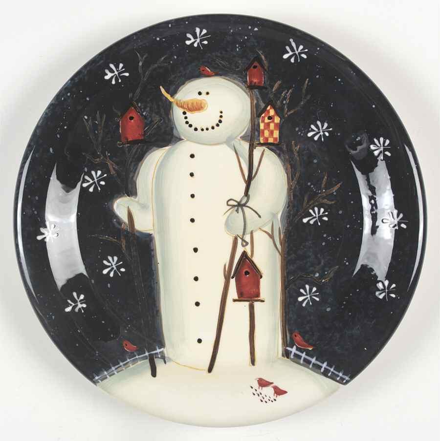 Twilight Snowman (White Stars) Dinner Plate by Certified International-1