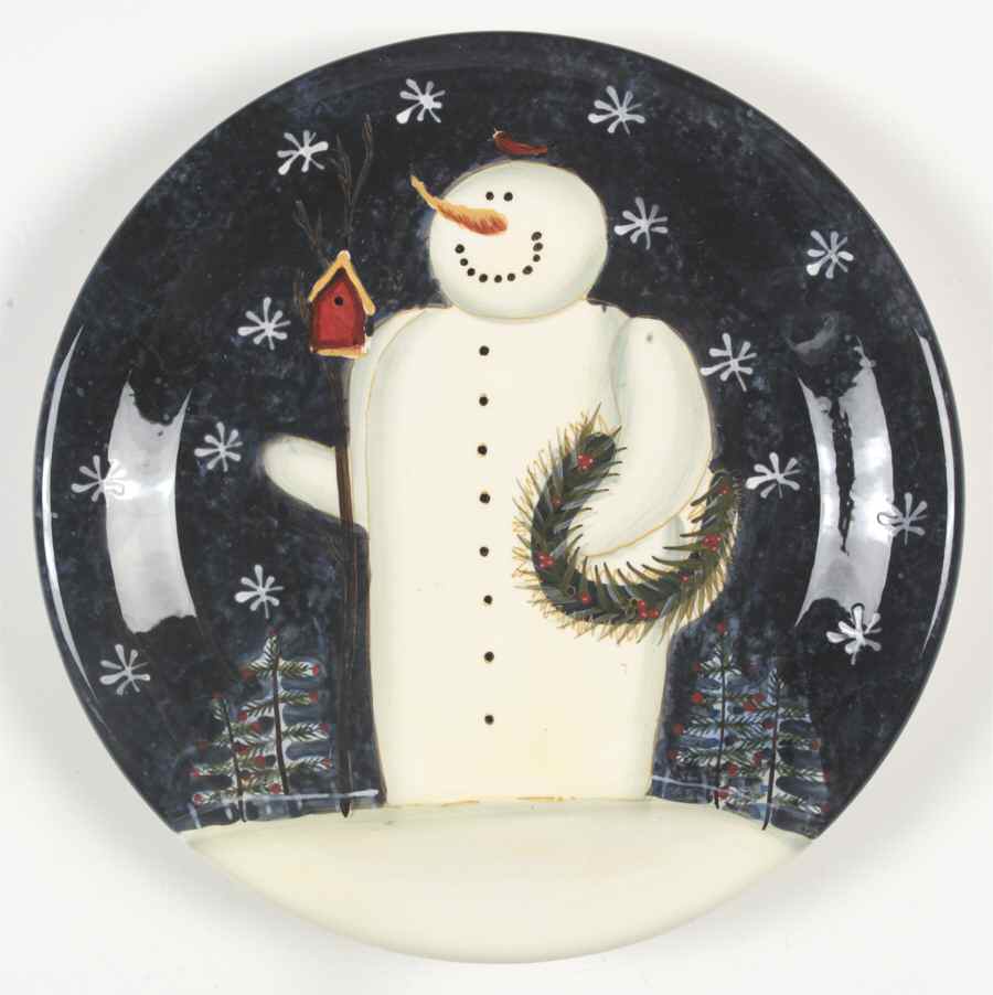Twilight Snowman (White Stars) Dinner Plate by Certified International-1