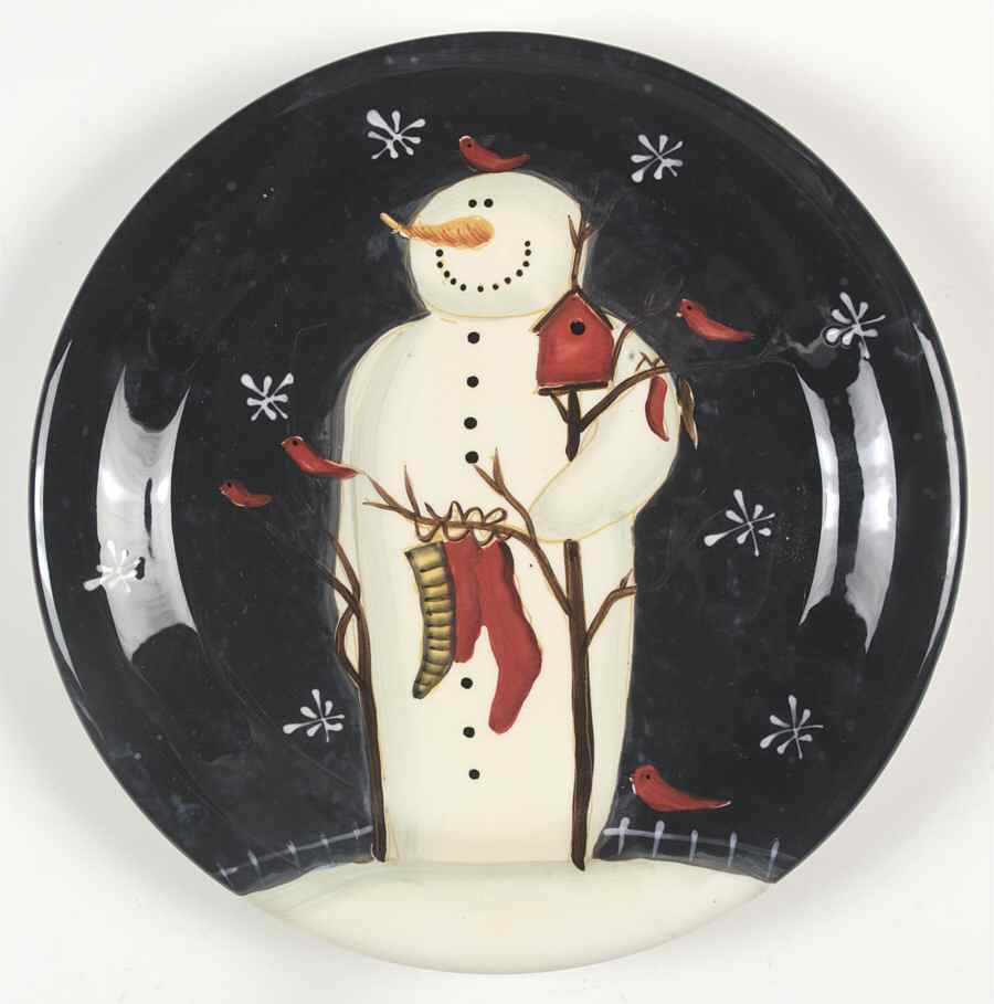Twilight Snowman (White Stars) Dinner Plate by Certified International-1