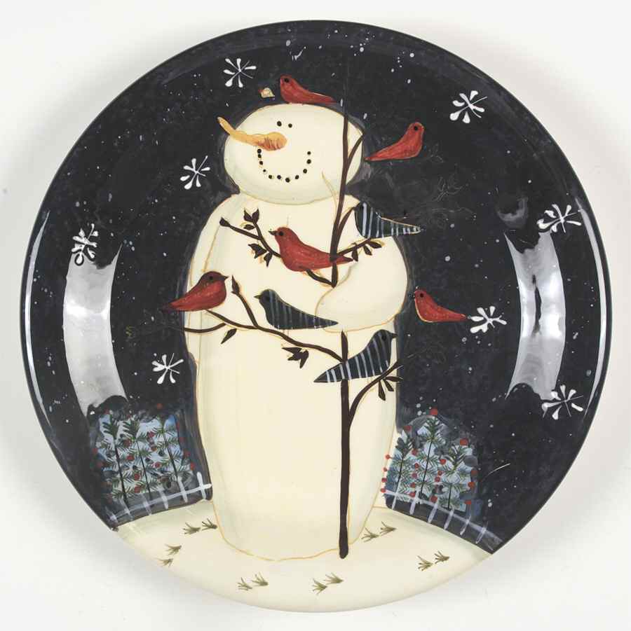 Twilight Snowman (White Stars) Dinner Plate by Certified International-1