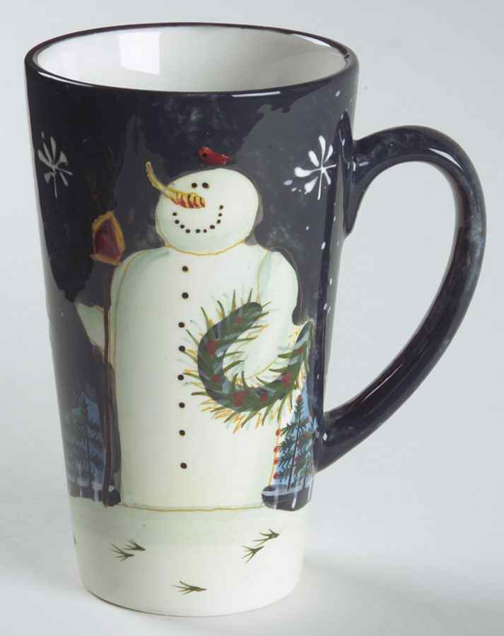 Twilight Snowman (White Stars) Latte Mug by Certified International-1