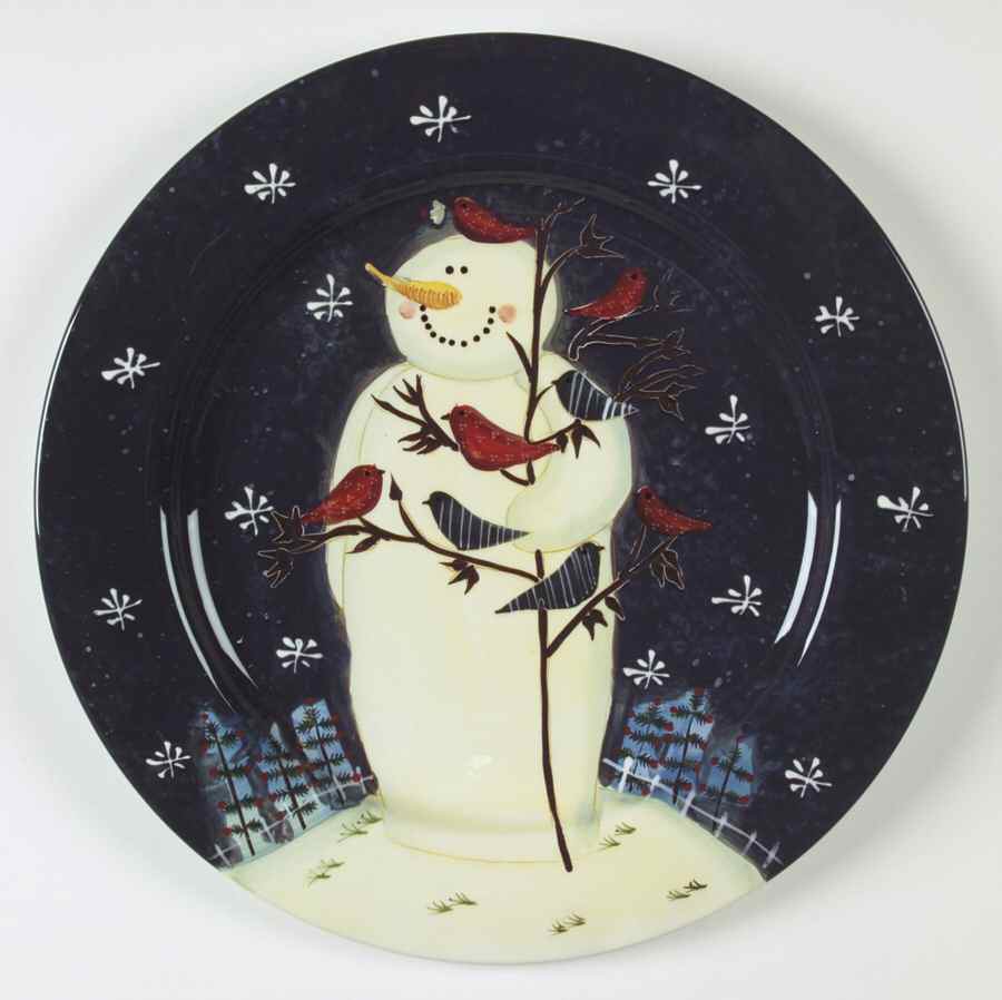 Twilight Snowman (White Stars) Service Plate (Charger) by Certified International-1