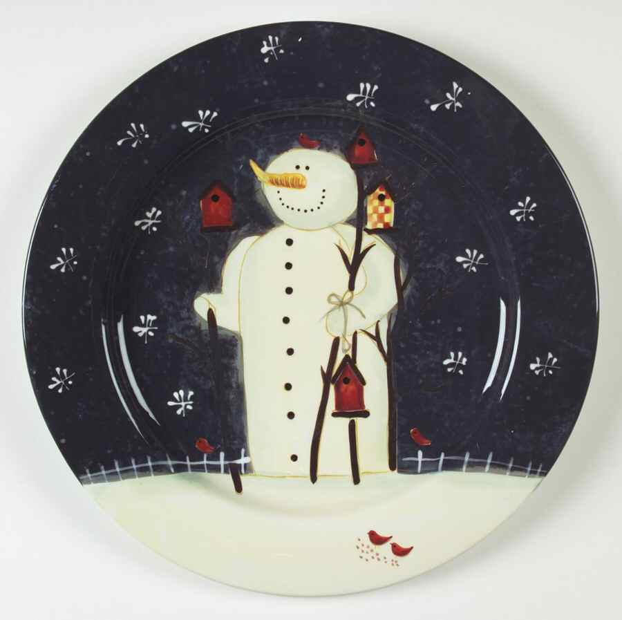 Twilight Snowman (White Stars) Service Plate (Charger) by Certified International-1