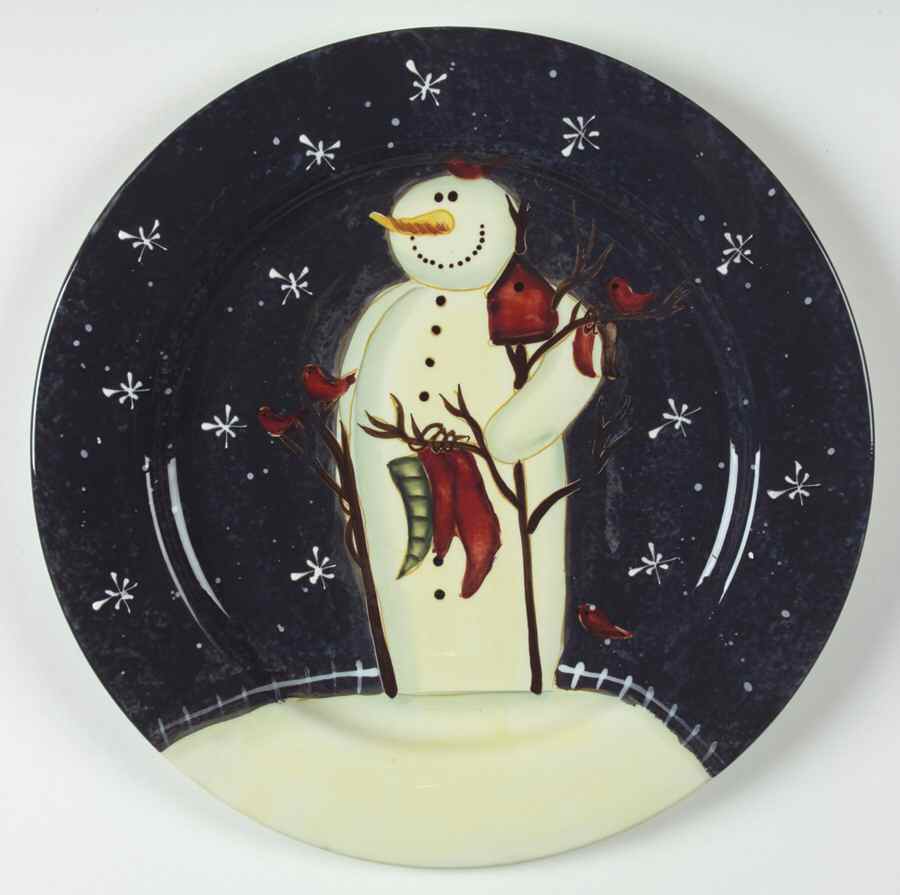 Twilight Snowman (White Stars) Service Plate (Charger) by Certified International-1