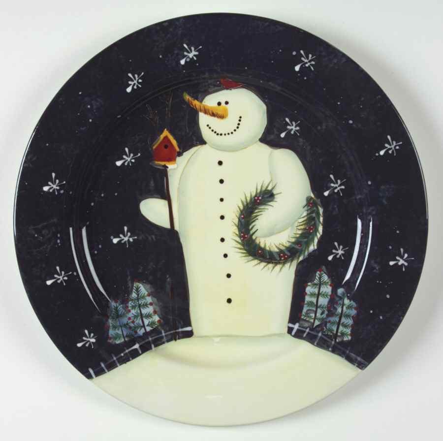 Twilight Snowman (White Stars) Service Plate (Charger) by Certified International-1