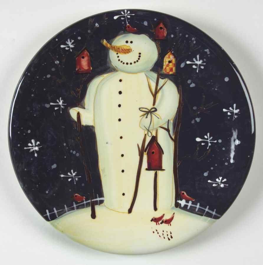 Twilight Snowman (White Stars) Salad Plate by Certified International-1