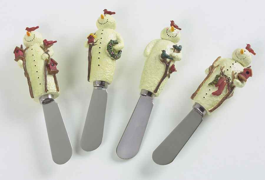 Twilight Snowman (White Stars) Spreader - Set of 4 by Certified International-1