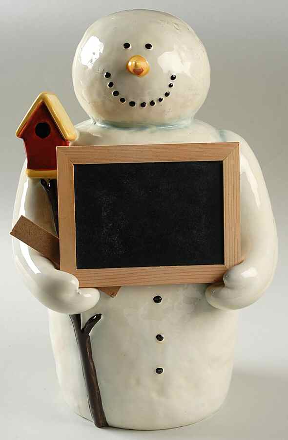 Twilight Snowman (White Stars) Chalk Board Figurine by Certified International-1