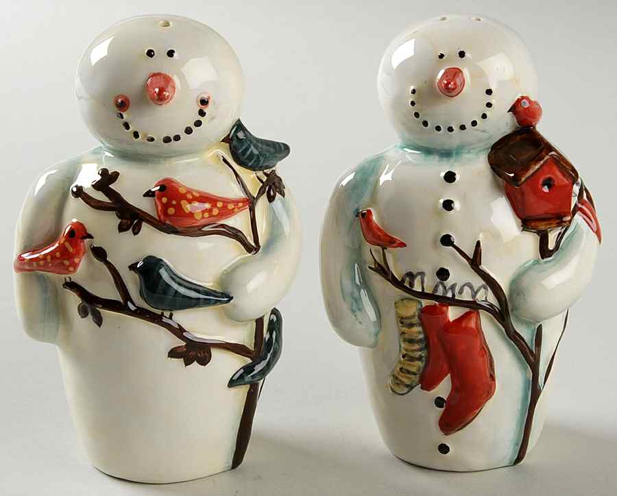 Twilight Snowman (White Stars) Figural Salt & Pepper Set by Certified International-1