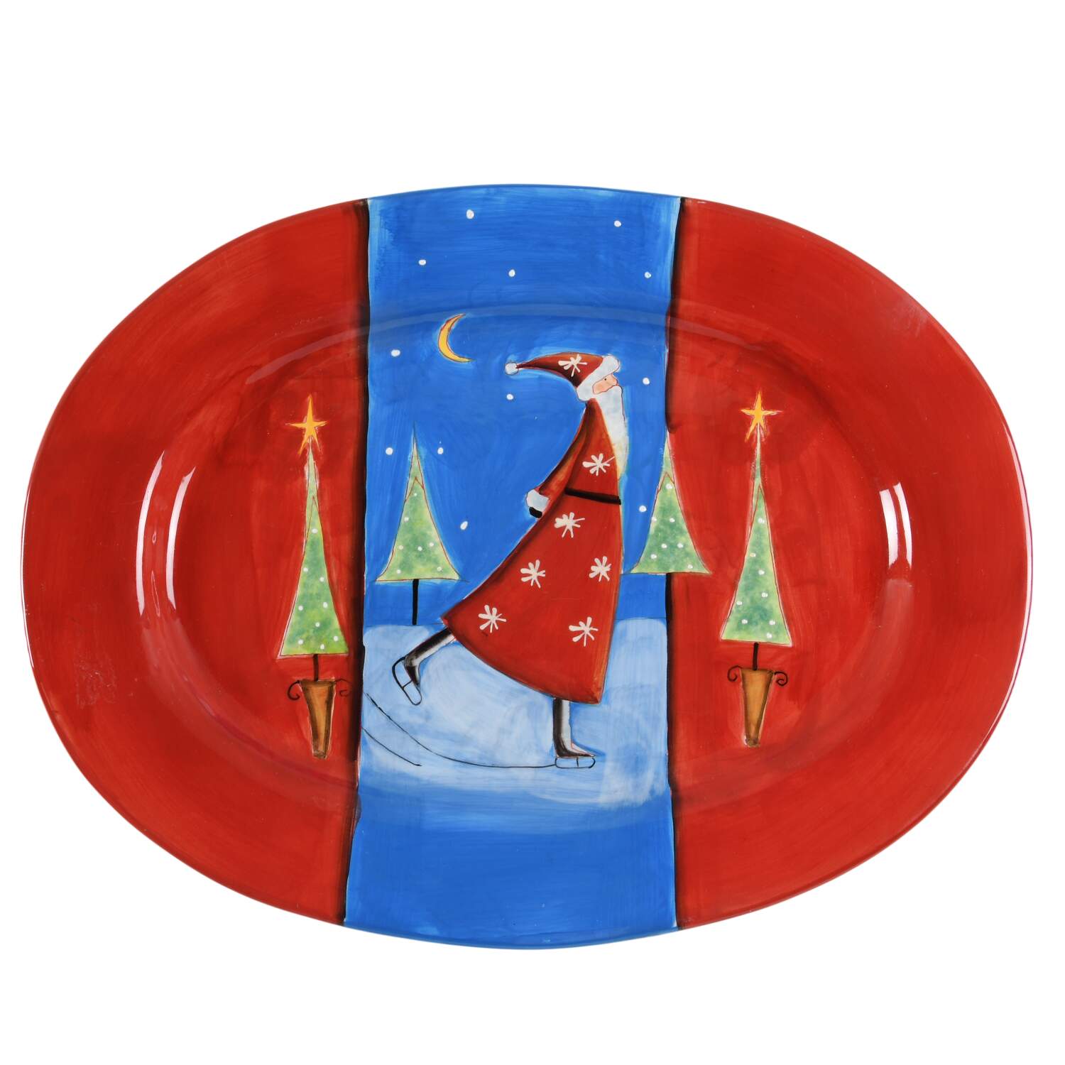 Santa On Ice (Red Handles) 16" Oval Serving Platter by Certified International-1