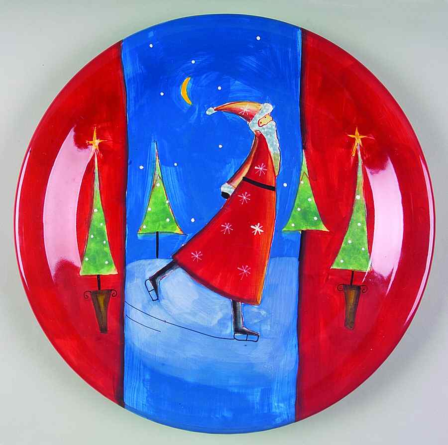 Santa On Ice (Red Handles) Dinner Plate by Certified International-1